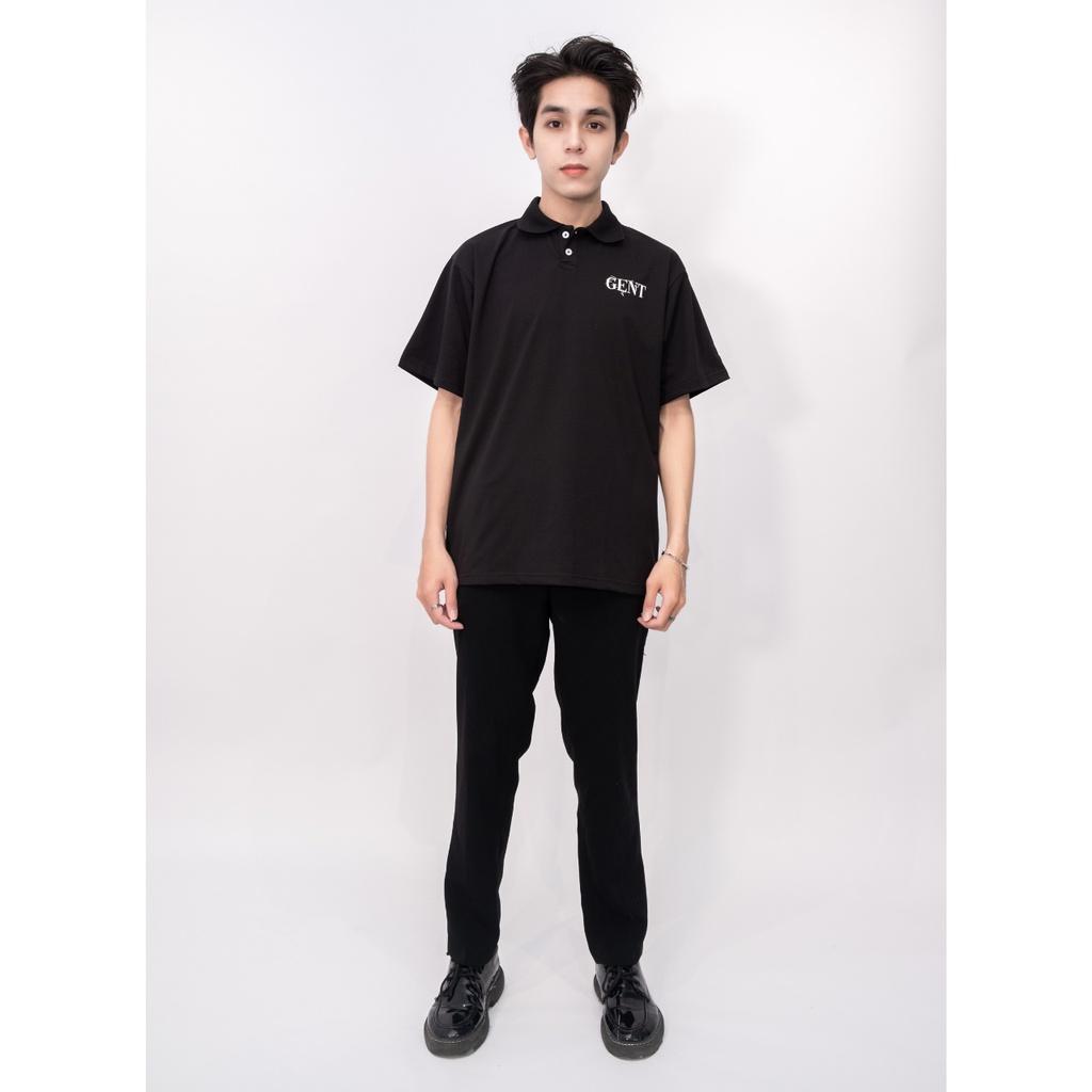 Áo thun Polo Signature Basic unisex nam nữ from rộng, tay lỡ, cổ tròn màu đen, trắng.
