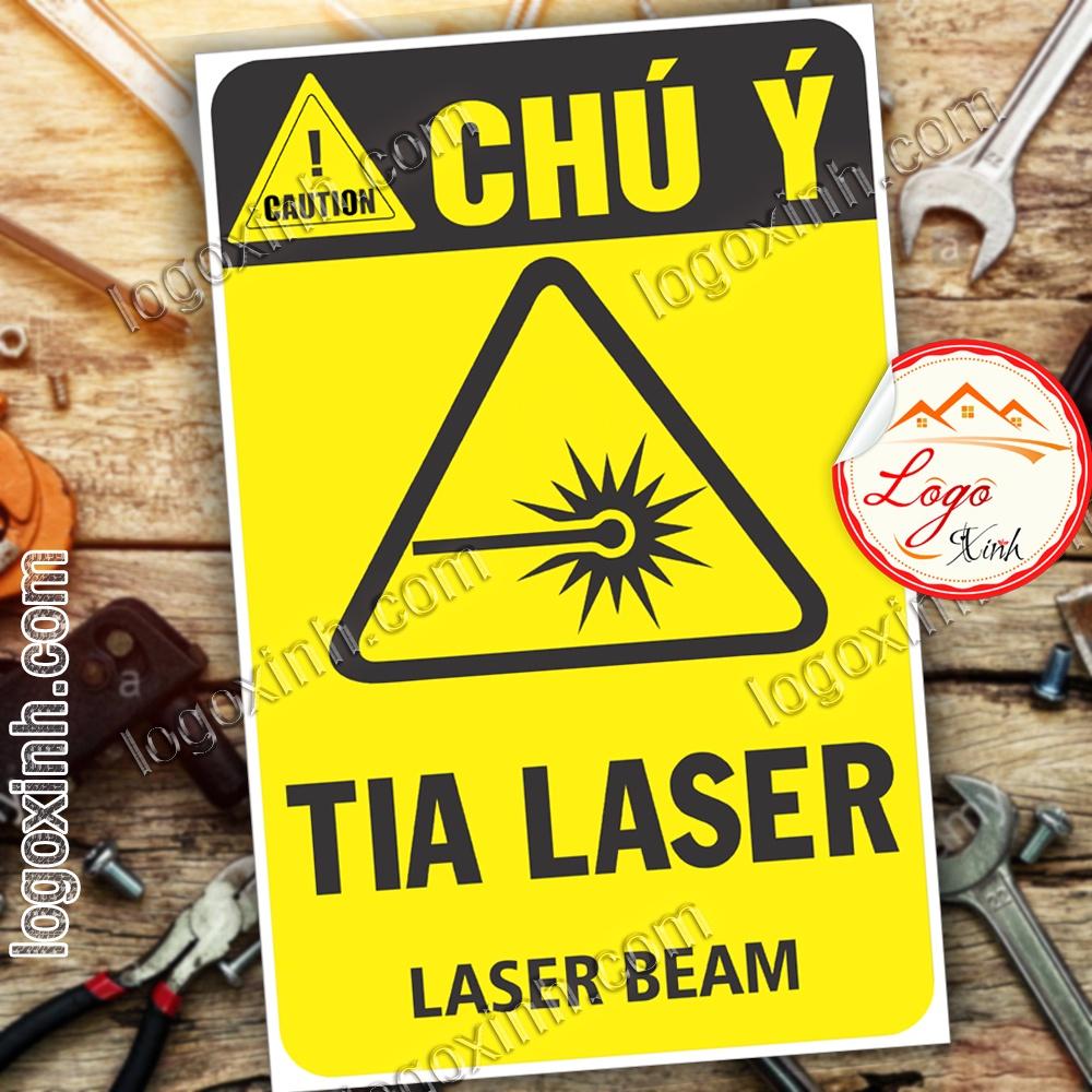 LOGO TEM STICKER CẢNH BÁO TIA LASE LAZE, LASER BEAM - BIỂN CẢNH BÁO AN TOÀN LAO ĐỘNG