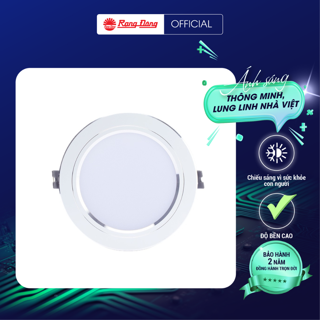 Đèn LED âm trần Downlight Rạng Đông Model: AT10 110/10W lỗ khoét 110mm chất lượng ánh sáng cao tăng khả năng nhận diện màu sắc - Hàng chính hãng