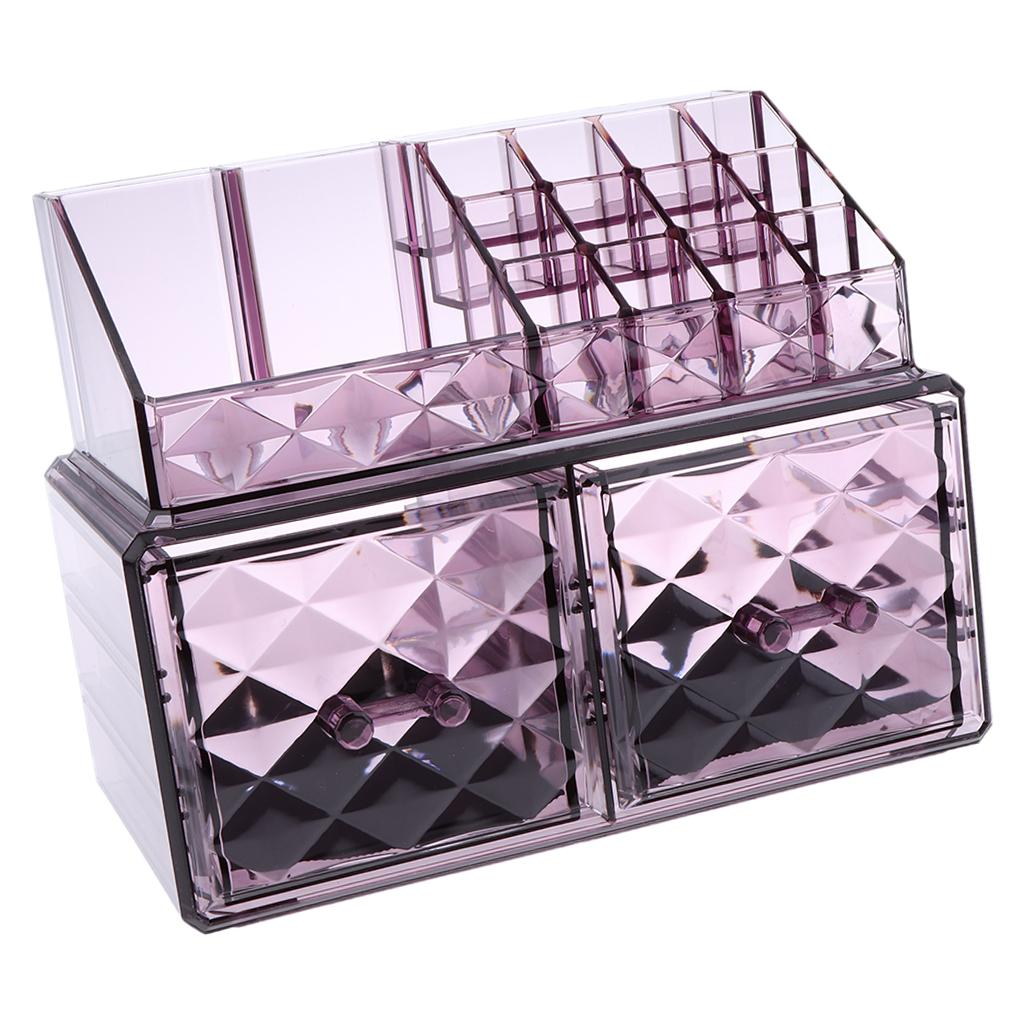 Acrylic Cosmetic Organizer Lipstick Polishes Display Jewelry Storage Box Purple