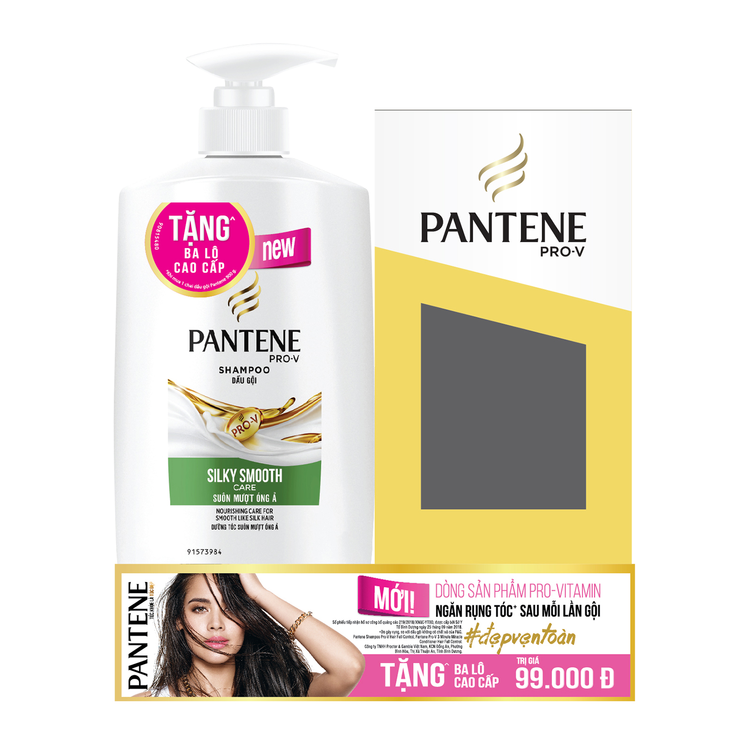 Dầu Gội Pantene Mượt mà óng ả 900g + Tặng Ba lô Cao Cấp