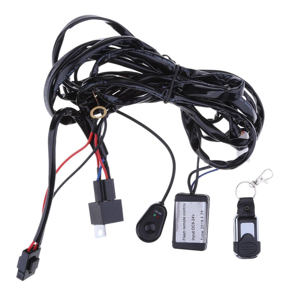 12V-24V Car Driving Remote Control Flash Strobe 2   LED Light Harness