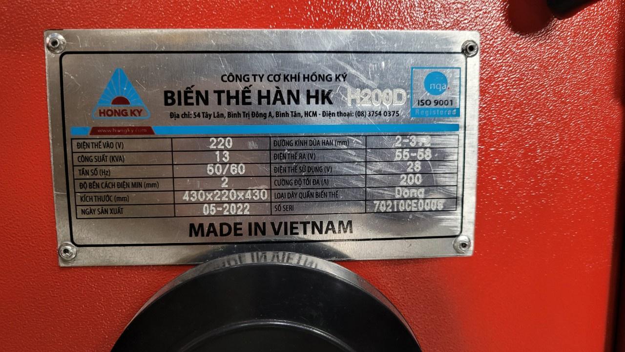 MÁY BIẾN THẾ HÀN 200A (ĐỒNG) HỒNG KÝ HK-H200D - HÀNG CHÍNH HÃNG