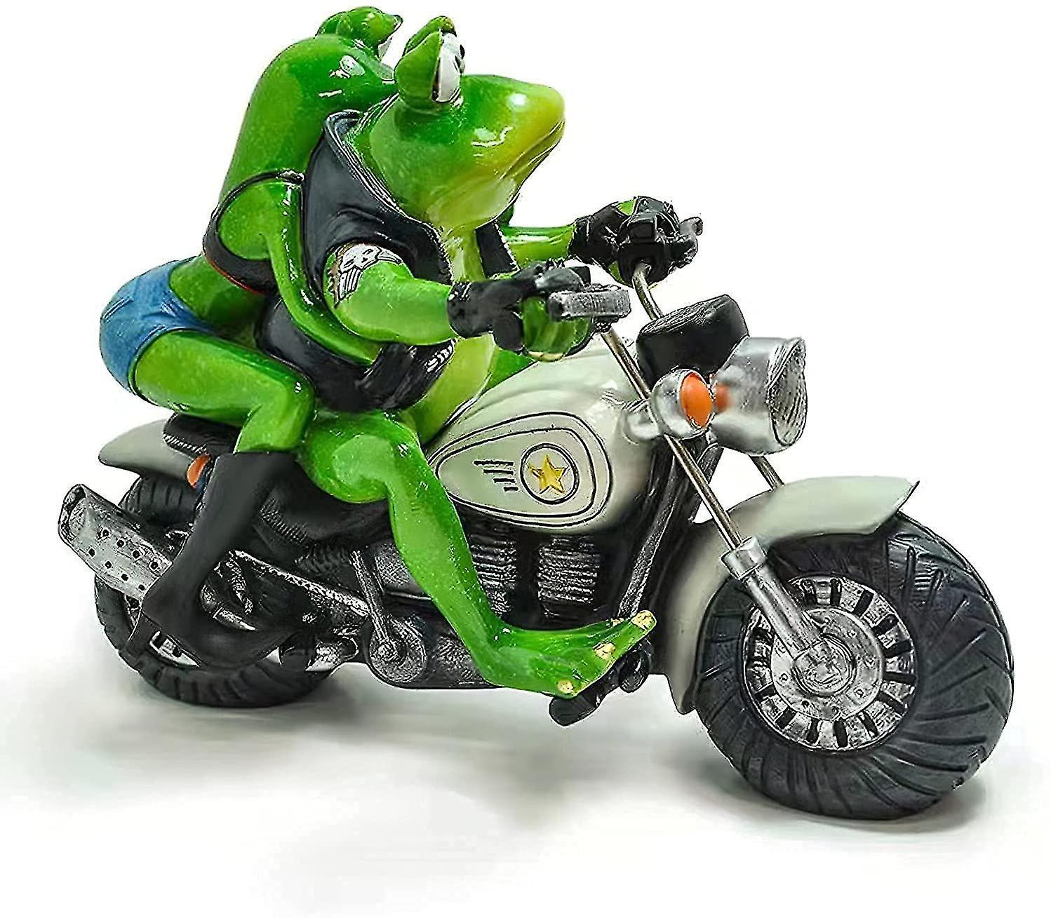 Tượng vườn - ếch ngồi trên xe máy - Nhựa ếch tượng - Trang trí vườn