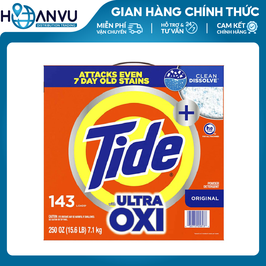 Bột Giặt Tide HE Ultra Oxi Powder Laundry Detergent Original 7.1kg