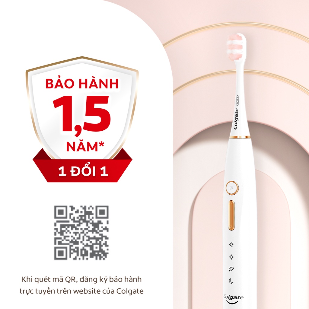 Bàn chải điện Colgate trắng sáng răng công nghệ sóng âm với 33 chế độ chăm sóc nướu