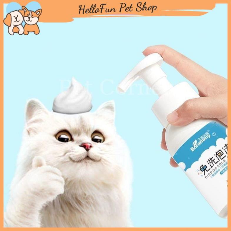 Sữa tắm khô cho chó mèo Borammy dạng bọt giúp khử mùi, diệt khuẩn và dưỡng lông