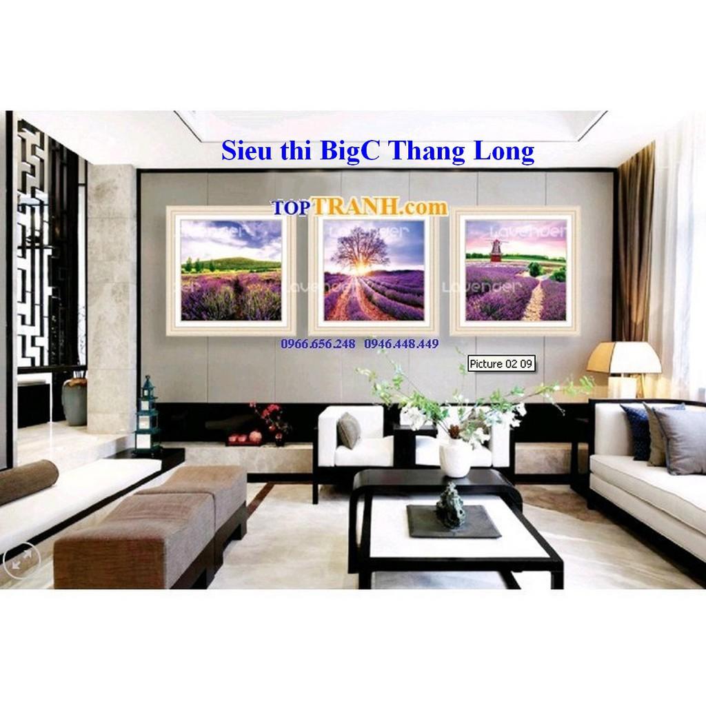 Tranh thêu chữ thập cánh đồng hoa oải hương màu tím, hương sắc Lavender LV3299 chưa thêu