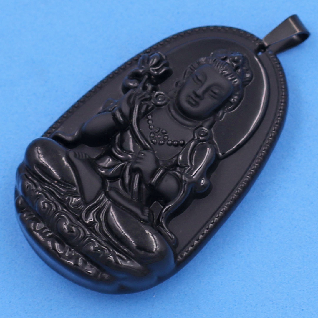 Mặt dây chuyền Đại Thế Chí Bồ Tát đen 6 cm