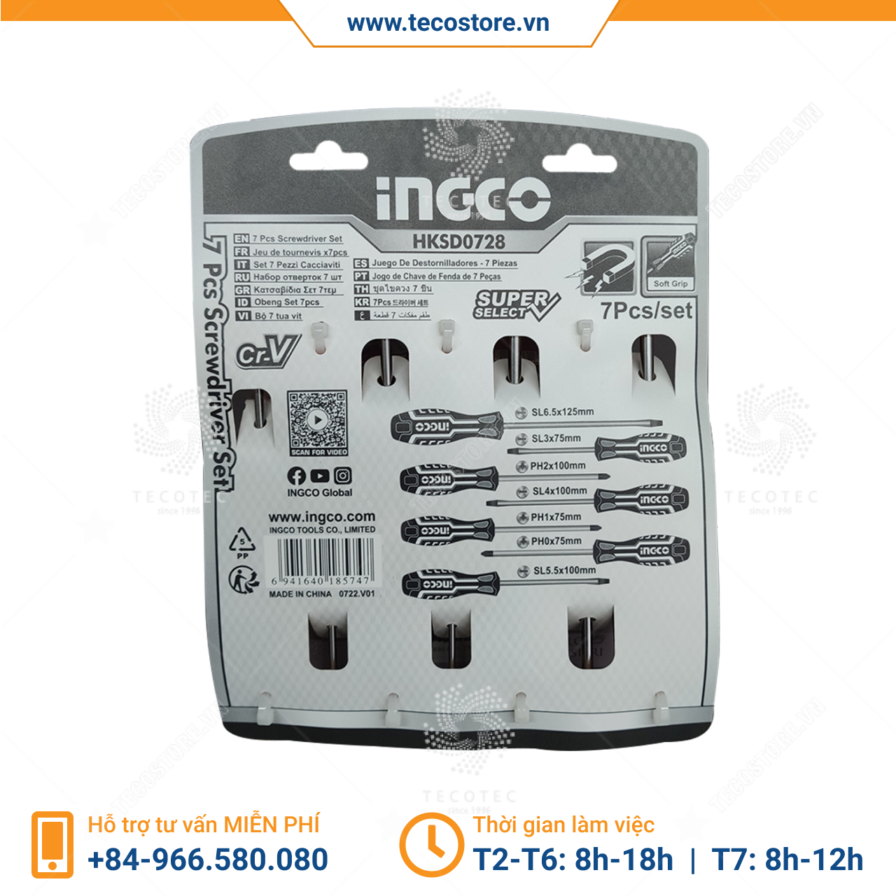 Bộ 7 tua vít INGCO HKSD0728