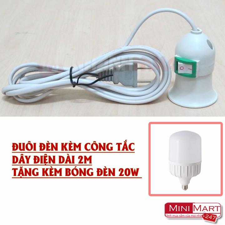 Bộ Đuôi Đèn Kèm Công Tắc Dây Điện Dài 2m Tặng Kèm Bóng Đèn Búp 20W