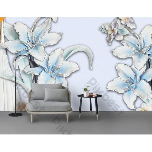 Tranh dán tường Tranh hoa tường 3D nổi bật, tranh dán tường 3d hiện đại MS883580