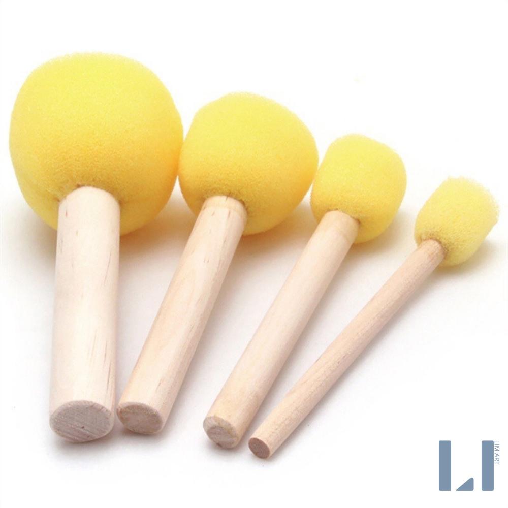 Bộ 5 cọ mút xốp cán gỗ dùng vẽ tranh - Set 5 cọ bọt biển diy