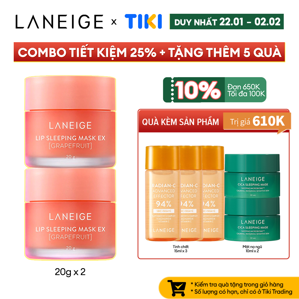 Bộ Mặt Nạ Ngủ Dưỡng Môi Laneige Lip Sleeping Mask Grapefruit EX 20g x 2
