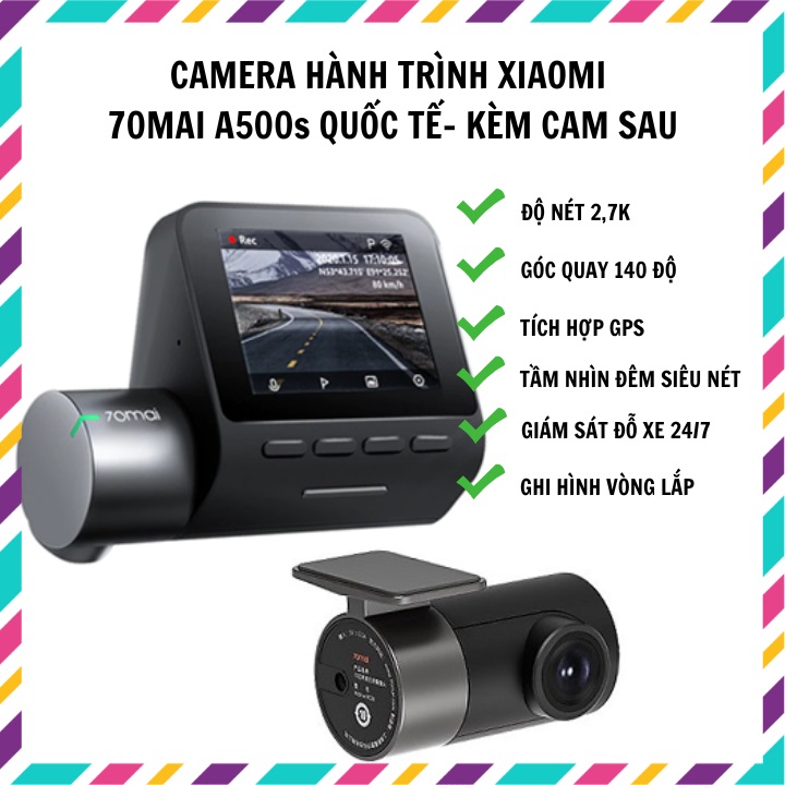 Camera Hành Trình Sothing Xiaomi 70mai  A500s Quốc Tế, Cảnh Báo Va Chạm, Lệch Làn, GPS, Quay Đêm- Hàng chính hãng