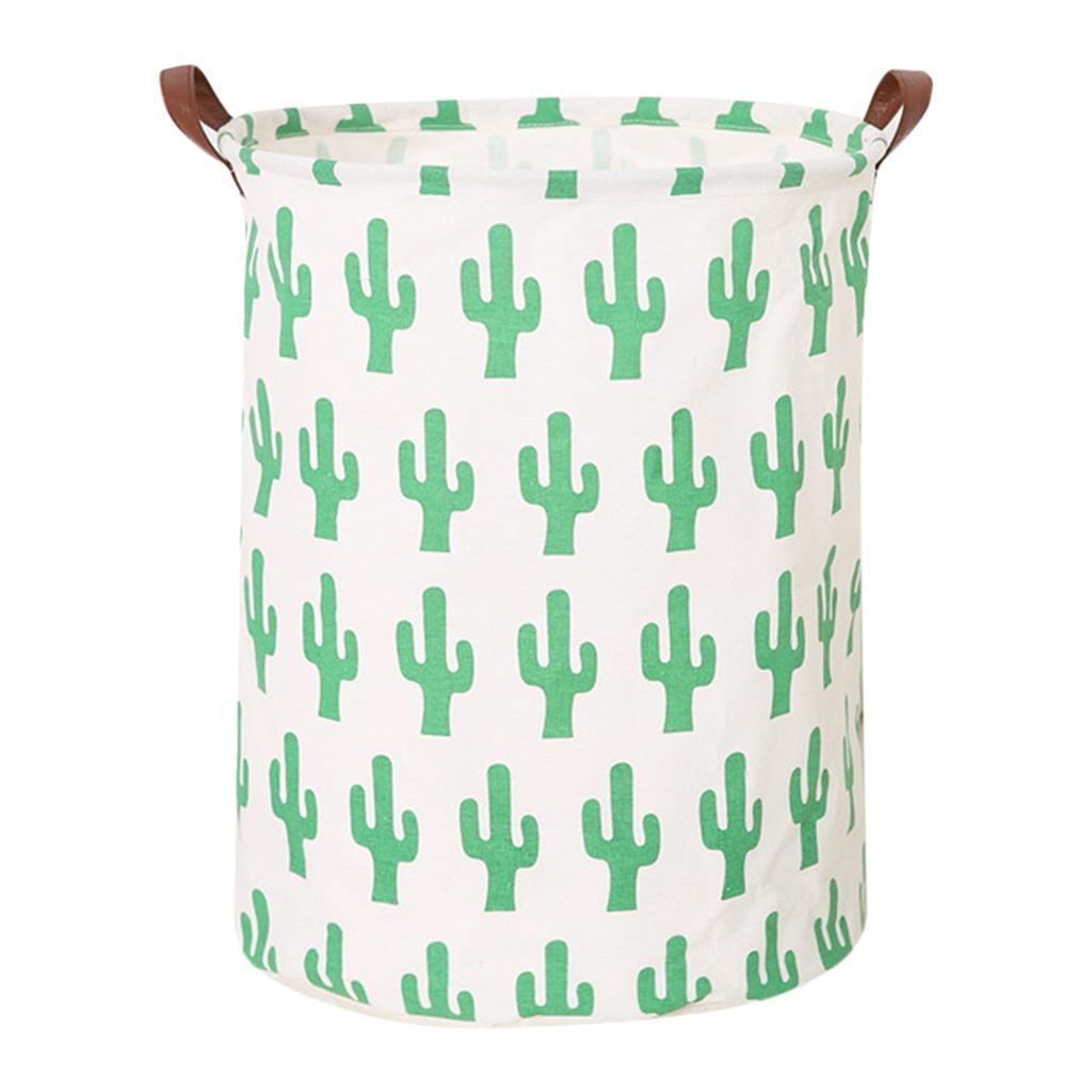 Kid Toys Clothes Storage Bin Basket Leather Handle Small House + Cactus