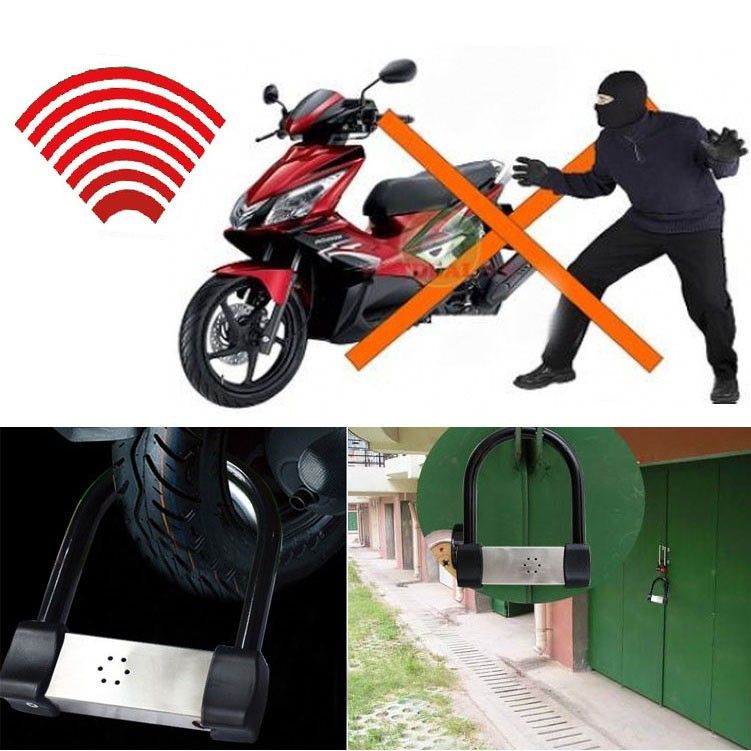 Khóa chữ U chống trộm chịu lực tốt cho xe máy - Khóa chữ U báo động âm thanh chống trộm LK605