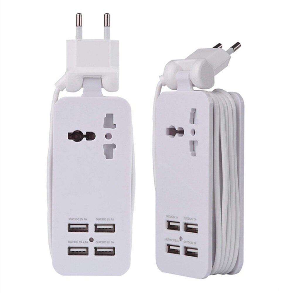 Ổ cắm USB 1.5m để sạc điện thoại 5V 4.2A phích cắm thông minh châu Âu ,ổ cắm sạc USB đa chức năng tiện dụng khi đi du lịch.