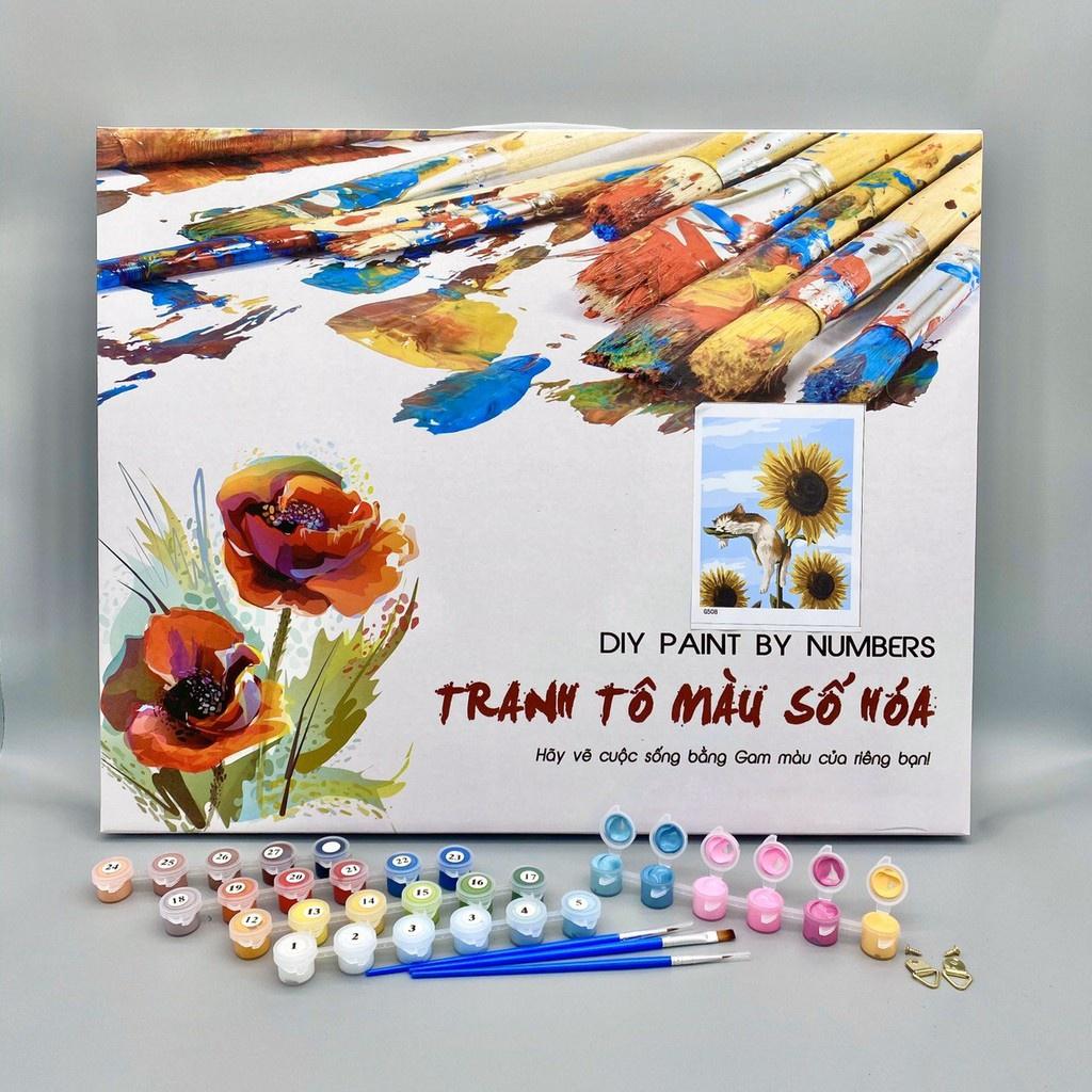 Tranh Sơn Dầu Số Hóa Phong Cảnh Làng Chài Ven Biển BEE HAPPY - Tranh Tô Màu Theo Số Mã PC4212