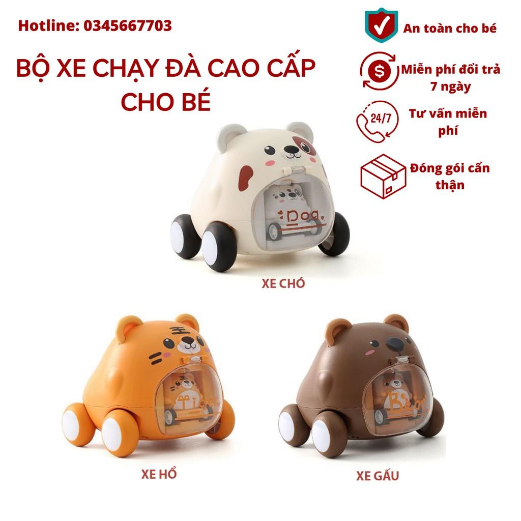 Set Đồ Chơi 2 Xe Chạy Đà Vui Nhộn Dễ Thương,Hổ,Gấu,Chó,Nhựa ABS An Toàn Cho Bé 1-5 Tuổi