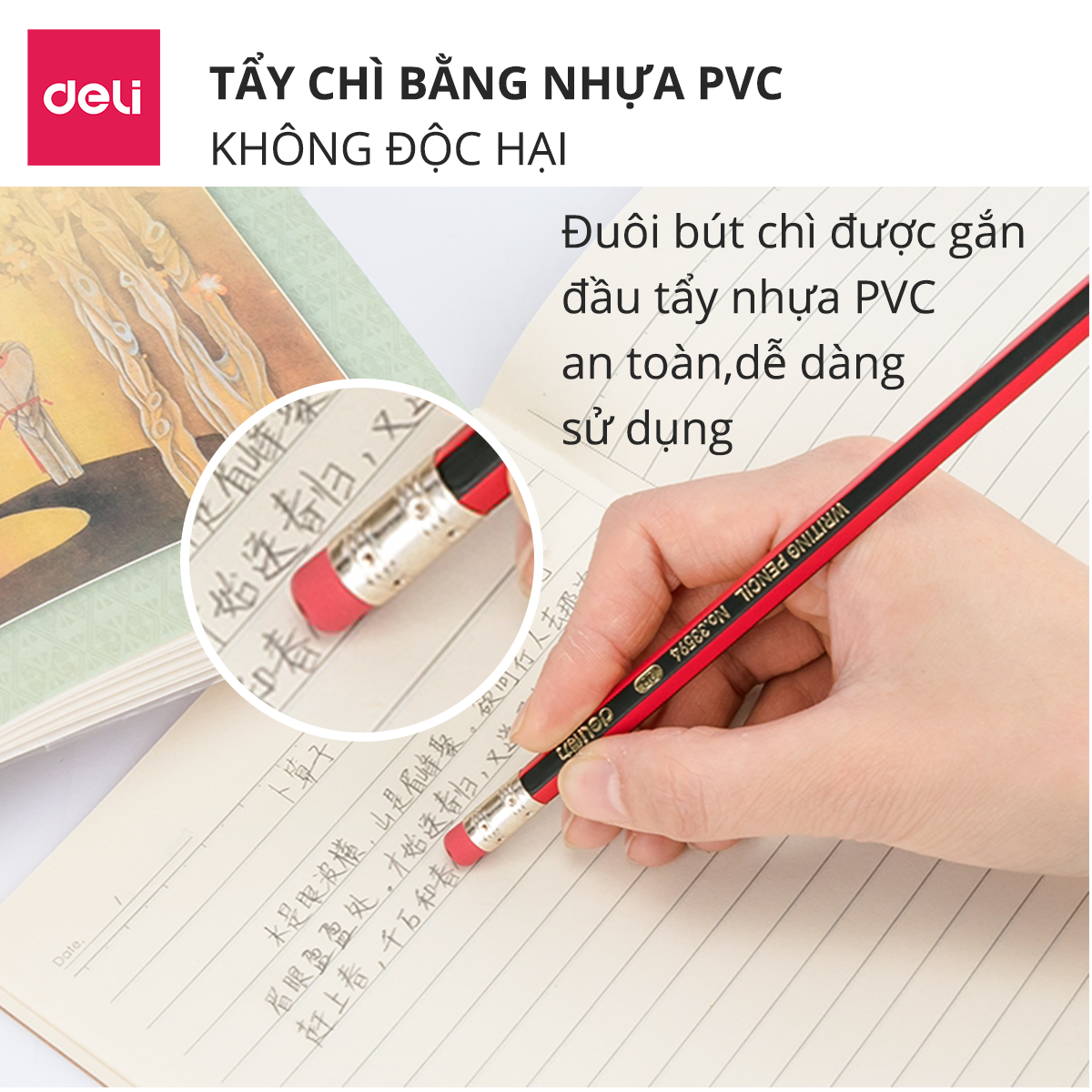Bộ 5 bút chì gỗ 2B HB Deli - Có bán lẻ 1 chiếc - Nhiều loại mẫu mã màu sắc - Phù hợp cho học sinh sinh viên tập viết vẽ tranh