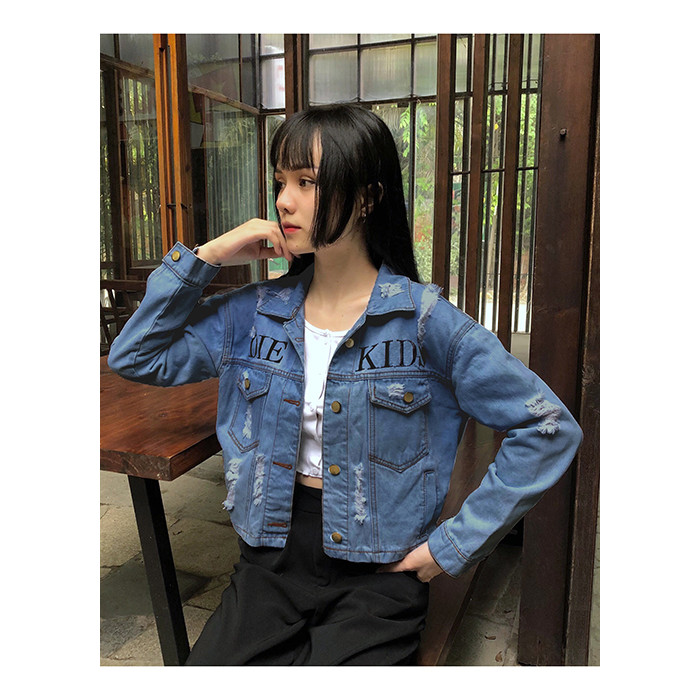 Áo Khoác Jean Nữ Thêu Cool Kids Thời Trang