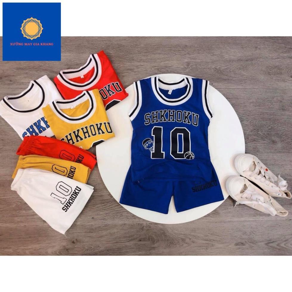 Đồ bộ quần áo thun bé trai, bé gái sát nách in số 10, thun cotton - Quần áo trẻ em - GiaKhang .