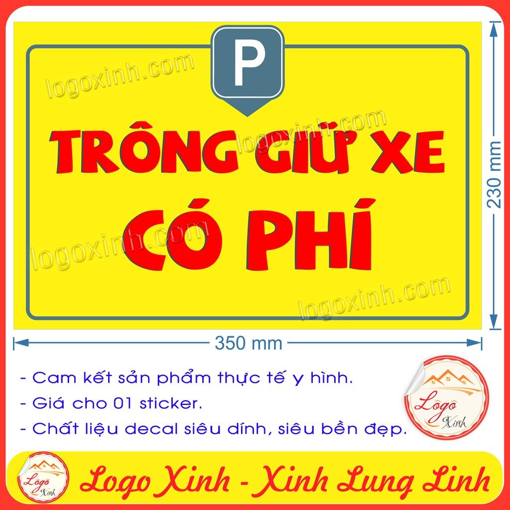 Logo Sticker Bảng Trông Giữ Xe Miễn Phí/ Có Phí Chất Liệu Decal Dán Siêu Bền Đẹp, Chống Nước Tuyệt Đối- Parking Free