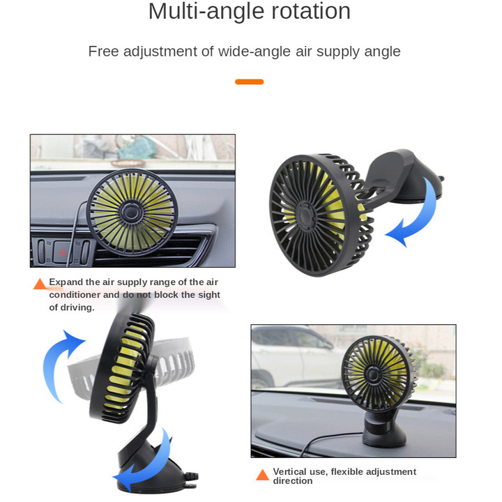 Quạt máy đơn mini dùng cho gắn taplo và kính xe ô tô, bàn làm việc F403