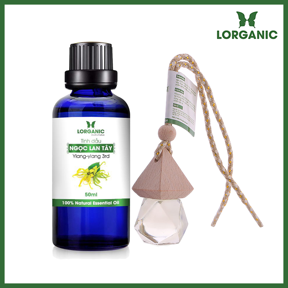 Combo tinh dầu ngọc lan tây Lorganic (50ml) +tinh dầu ngọc lan tây Lorganic treo xe hơi, tủ áo (10ml)