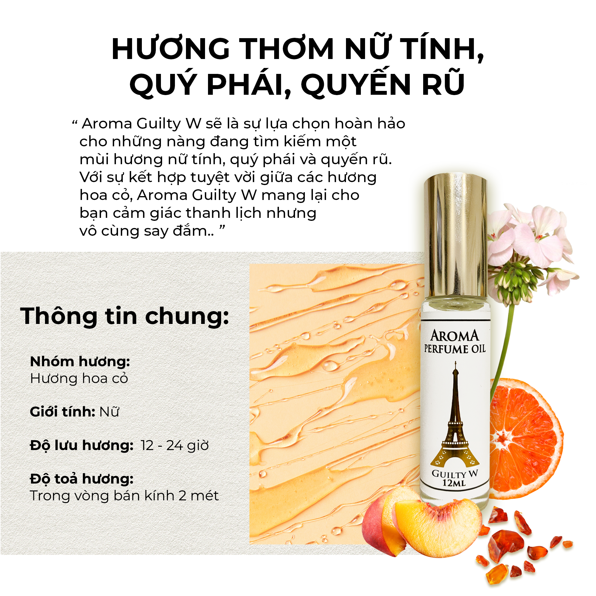 Aroma Guilty W – Tinh Dầu Nước Hoa Pháp Dạng Lăn 12ml