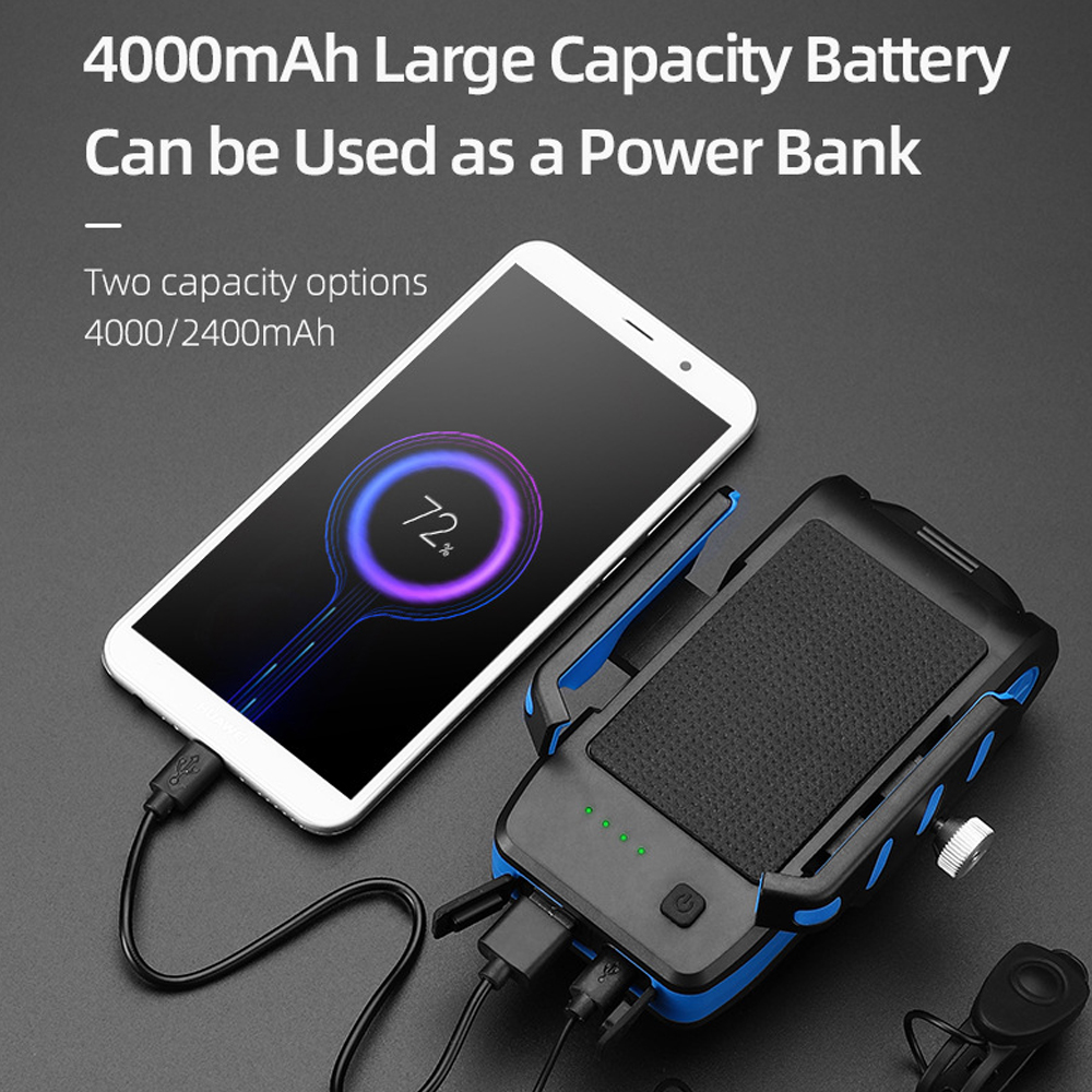 Đèn Xe Đạp 4 Trong 1Tích Hợp Còi Giá Đỡ Điện Thoại Sạc Dự Phòng Cho Xe Đạp Leo Núi