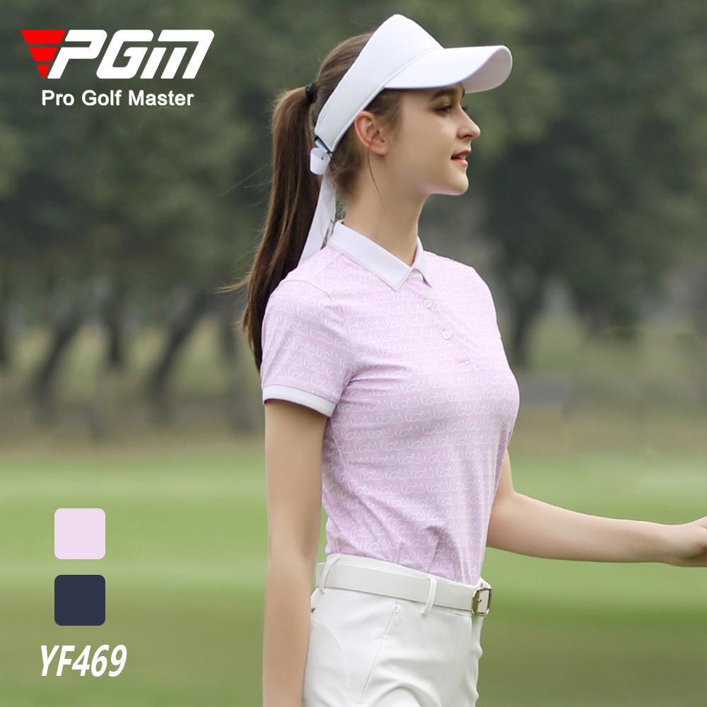 Áo ngắn tay Golf nữ chính hãng PGM - YF469 - Chất liệu sợi Polyester kết hợp vải spandex cao cấp, bền đẹp