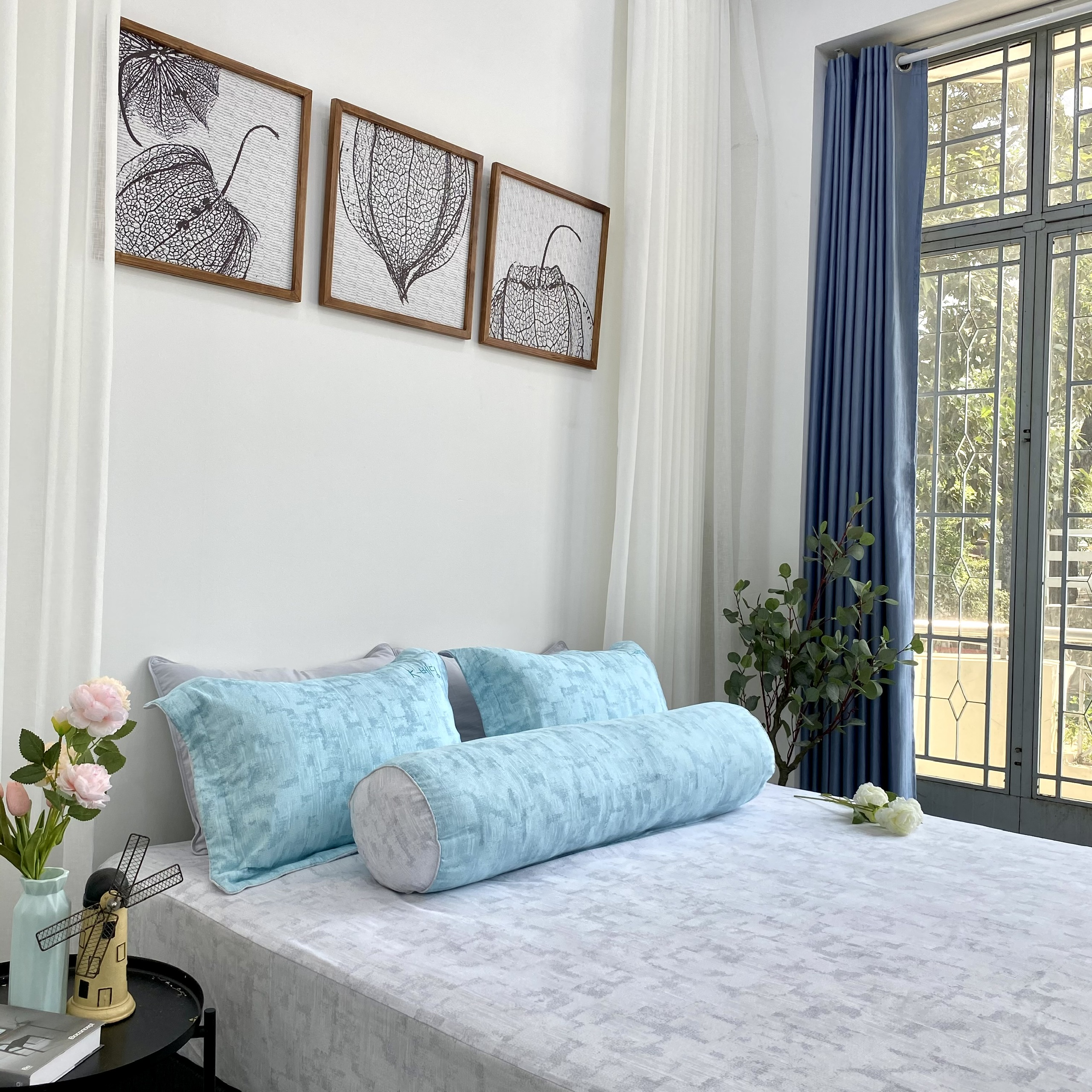 Bộ ga giường KBedding by Everon KMTP 114 Microtencel Xám phối xanh