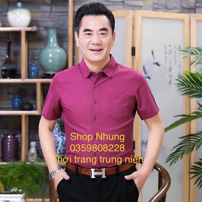 Áo sơ mi nam trung niên cộc tay hàng công ty đẹp ảnh thật