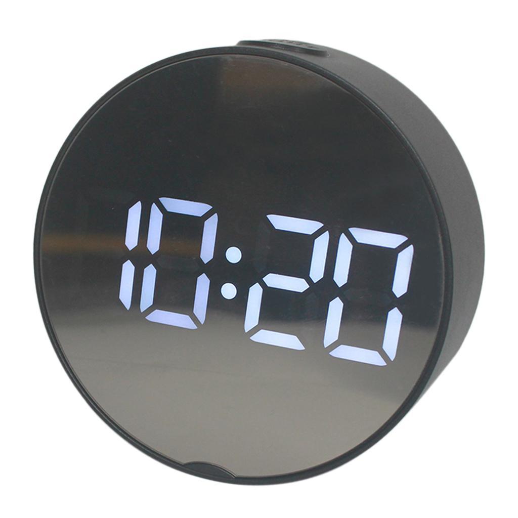 3x Mirror Alarm Clock 24H Display Desktop Travel Clock with Mirror Function