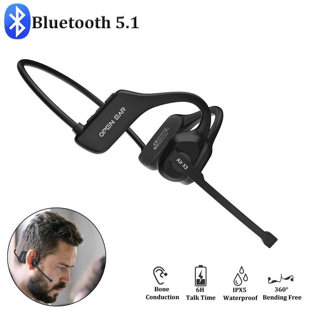 Tai nghe không dây Bluetooth Bone Tai nghe Outdoor WaterProof Sport Sport Mở tai không có tai nghe kinh doanh với mic
