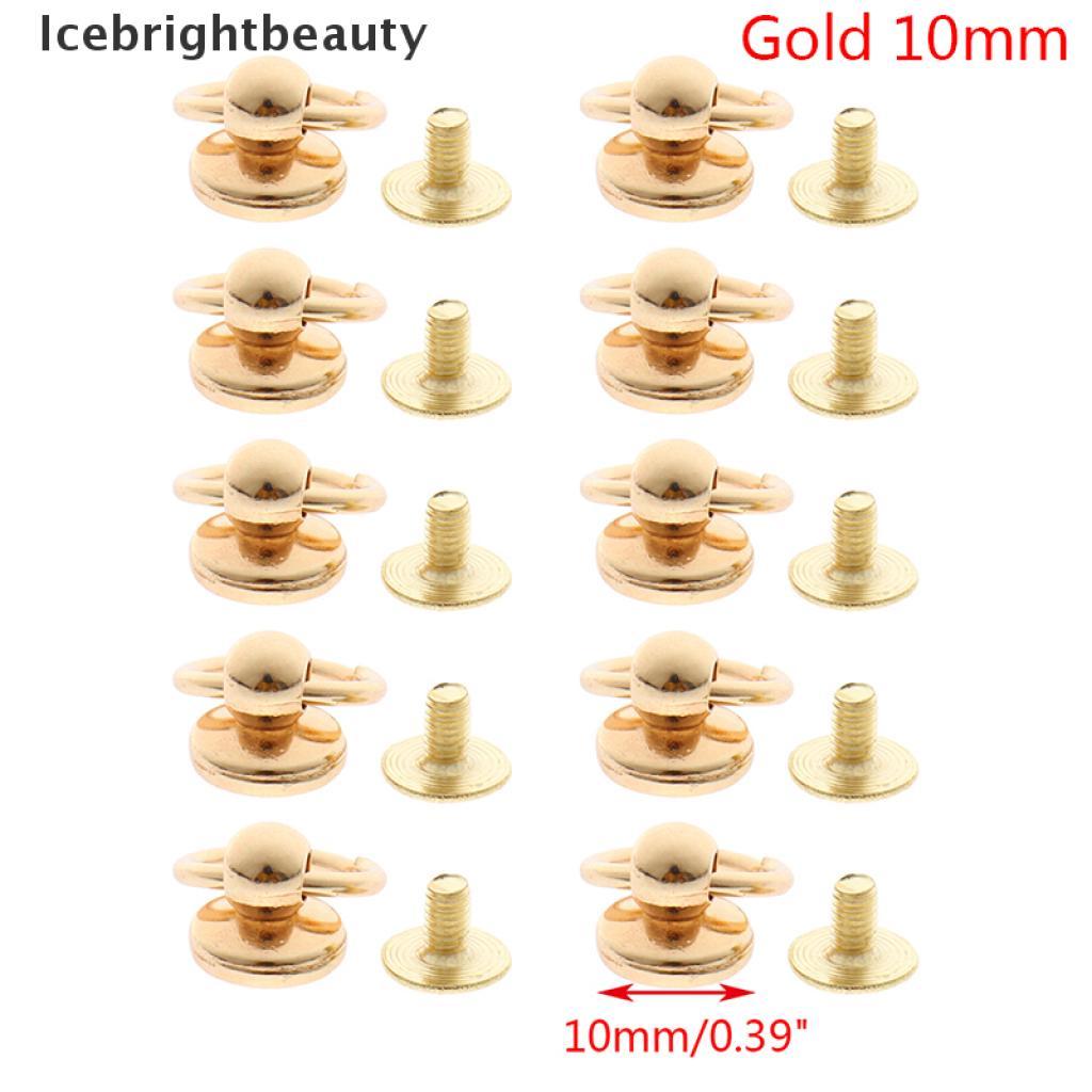 Icebrightbeauty 10Pcs Metal Bags Rivet Nail Buckle Swivel Screw Studs Button Handbag Accessories VN