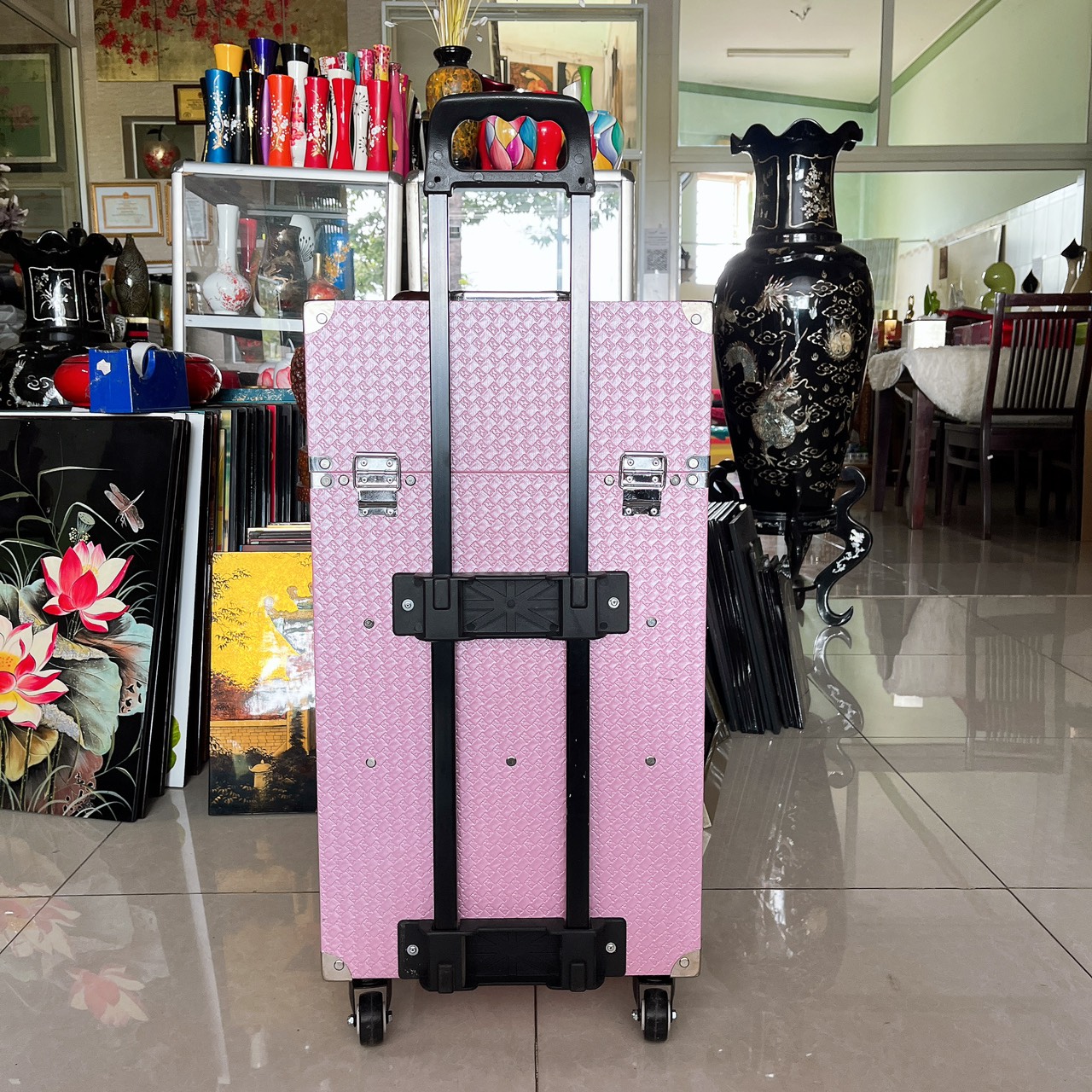 Cốp vali kéo nhiều ngăn đựng dụng cụ trang điểm, make up, phun xăm, nối mi, mỹ phẩm size 36x22x64 cm