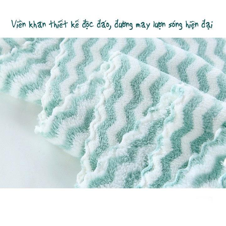 Khăn tắm lông cừu Hàn Quốc sọc to 70x140cm chất bông siêu mềm thấm nước cực tốt thích hợp quấn người cho em bé