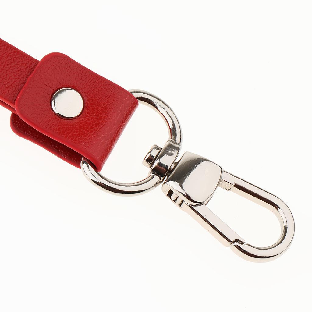 2-4pack PU Leather Neck Strap Lanyard Metal Clips for ID Cards Badges Red