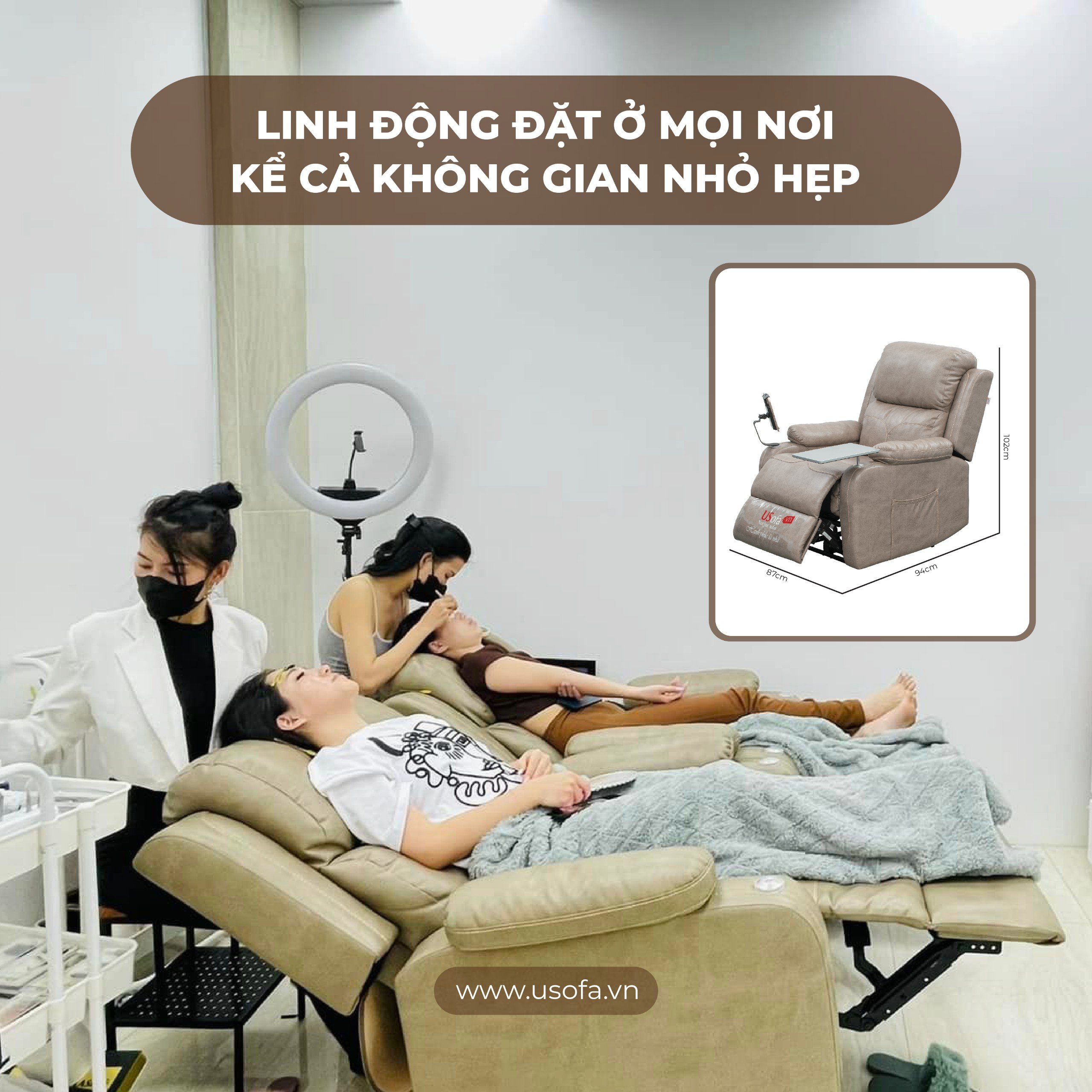 Ghế Nối Mi Chuyên Dụng, Ghế Nail, Ghế Spa, Ghế Nha Khoa, Phòng Khám