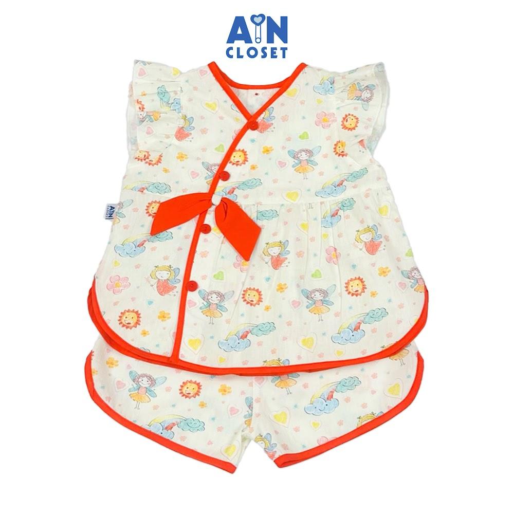 Bộ quần áo Ngắn bé gái họa tiết Cô Tiên Cam cotton - AICDBGSJLNRV - AIN Closet