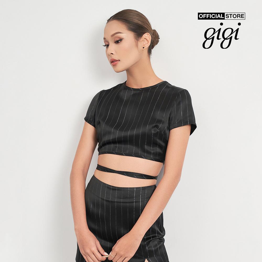 GIGI - Áo croptop nữ tay ngắn cổ tròn phối thắt dây cá tính G1201T222282