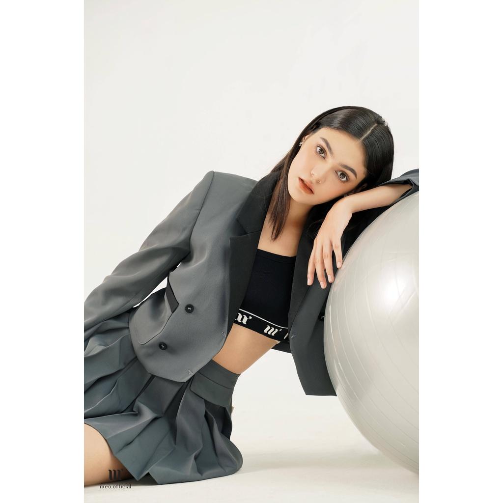 Áo blazer croptop nữ Méo shop dài tay túi hộp Fenghi