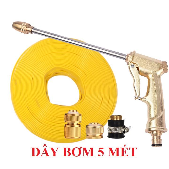 Bộ dây vòi xịt nước rửa xe,tưới cây .tăng áp 3 lần,loại 3m,5m 206701-3 đầu đồng,cút đồng,nối đồng+ tặng mở chai