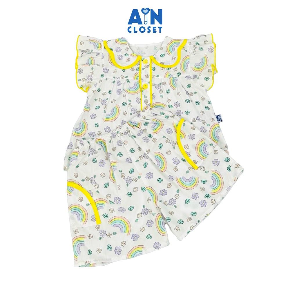 Bộ quần áo Ngắn bé gái họa tiết Cầu Vồng Hoa cotton - AICDBGXTG08G - AIN Closet