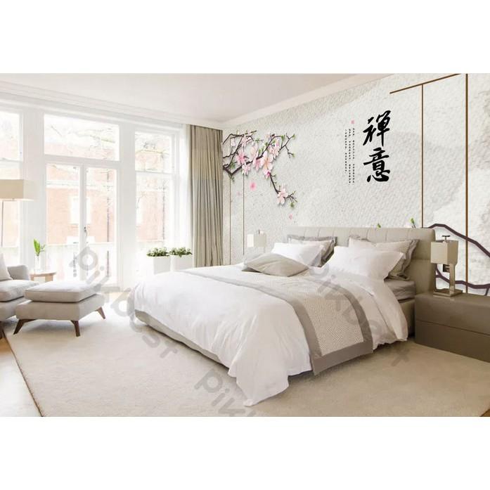 Tranh dán tường Hoa đào hoài cổ, tranh dán tường 3d hiện đại MS1338193