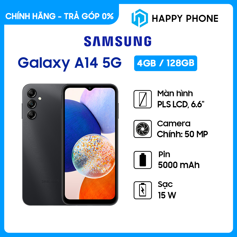 Điện Thoại Samsung Galaxy A14 5G (4GB/128GB) - Hàng chính hãng - ĐÃ KÍCH HOẠT BẢO HÀNH ĐIỆN TỬ