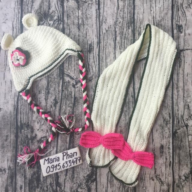 Combo khăn và mũ len cho bé